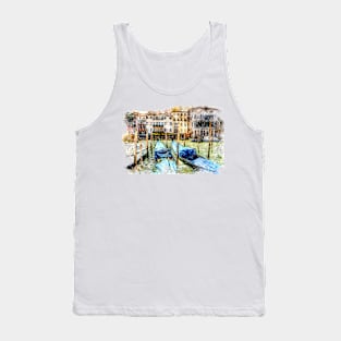 Venice and Gondolas, Digital Watercolor Effects Tank Top